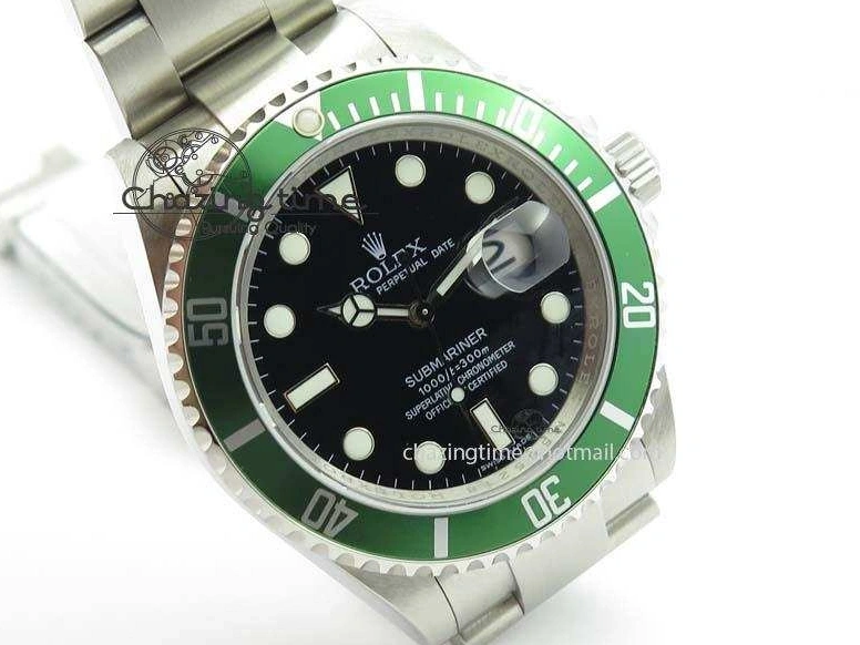 MiroTime 0523 SoftTouch Submariner 16610LV SS Green Metal Bezel JF 1:1 Best Edition Black Dial On SS Bracelet SH 3755